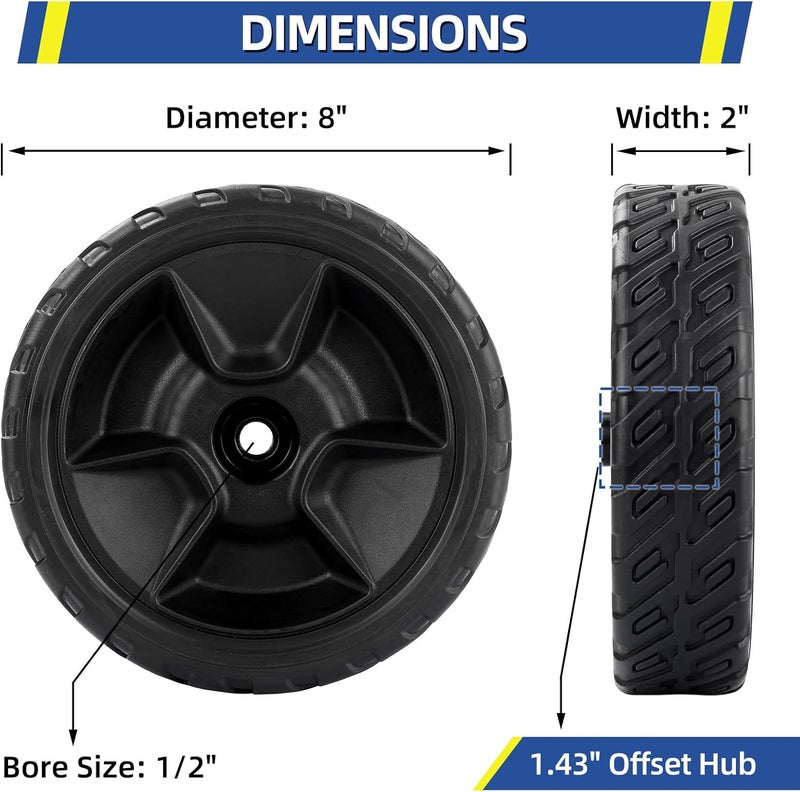 GICOOL GIGOOL 44710-VR8-N00ZA Lawn Mower Front Wheels, 8 Inch Wheels for Honda HRN216, Pack of 2 - Image 2